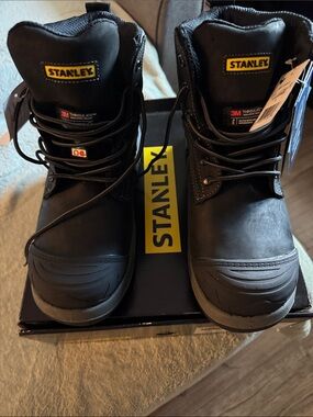 Stanley Black Work Boots with Yellow Logo